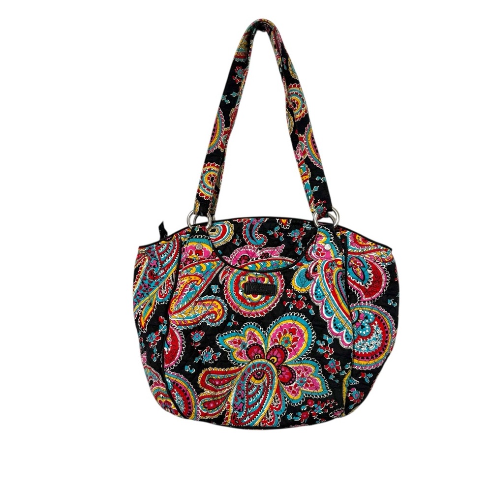 Vera Bradley Black‎ Multicolor Paisley Shoulder Bag Preppy Travel Vacation
